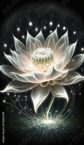 Beautifulglowing white  lotus flower, Generative Ai. photo