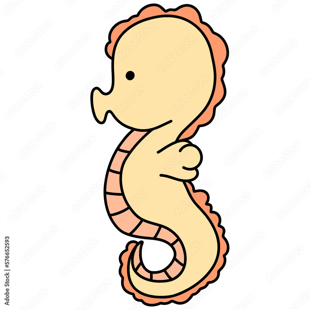 Cute SeaHorse, seahorse illustration, animal, sea life