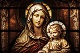 Mary and Jesus background banner art, generative AI