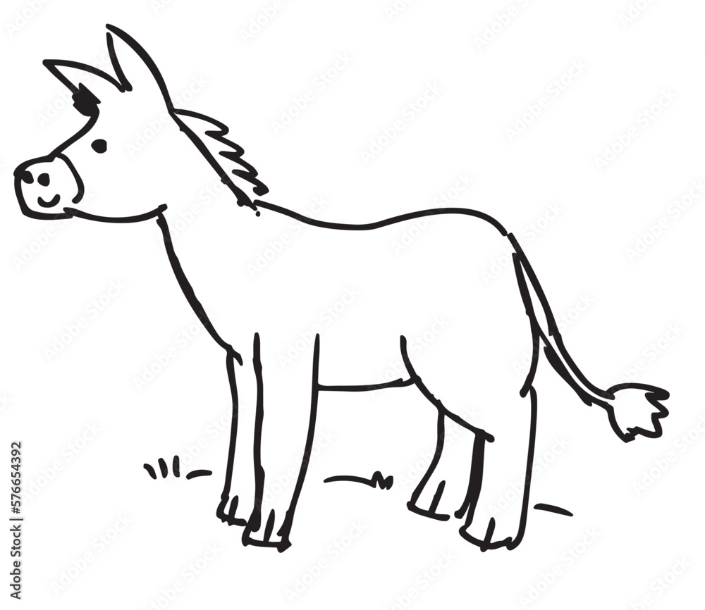 donkey cartoon hand drawn vector illustration