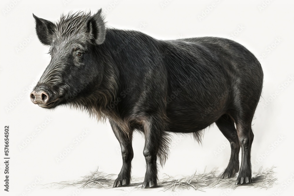 Portrait of a wild boar in a forest, isolataed in white. Ai generated. Portrait of a wild boar in a forest, isolataed in white. Ai generated.