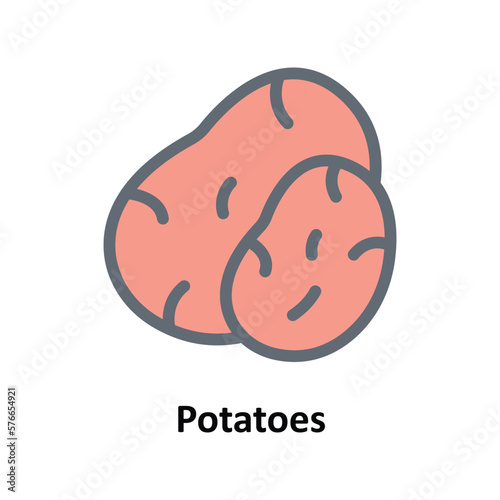 Potatoes Vector Fill outline Icons. Simple stock illustration stock