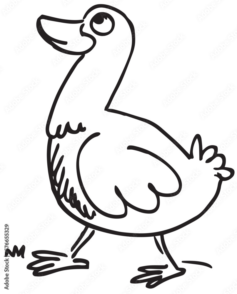 illustration of a cartoon duck hand drawn vector illustration
