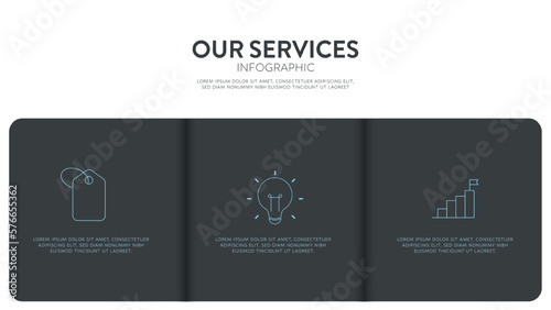 Creative minimal business project infographic layout template design. Presentation banner with options, steps or parts for business slide.  Workflow layout, process diagram, chart, info graph element