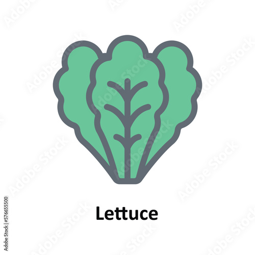 Lettuce Vector Fill outline Icons. Simple stock illustration stock