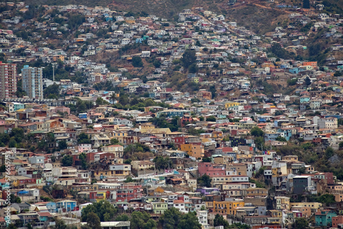 Fototapeta Naklejka Na Ścianę i Meble -  Aerial view of Valparaiso Chile colorful houses on the hill