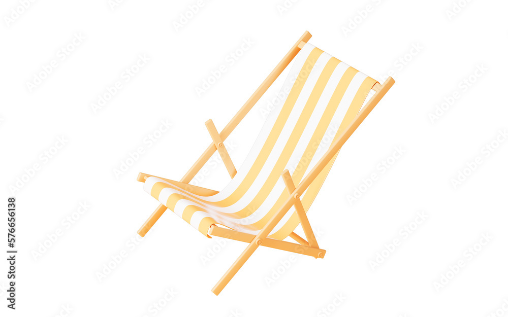 Beach chair in the white background, 3d rendering.