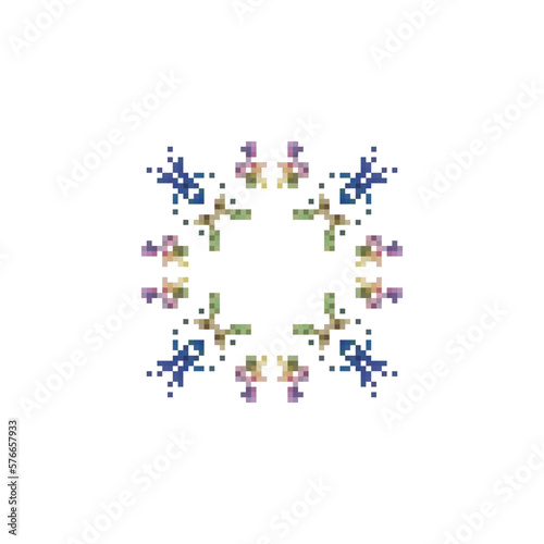 Floral knitted embroidery on white background