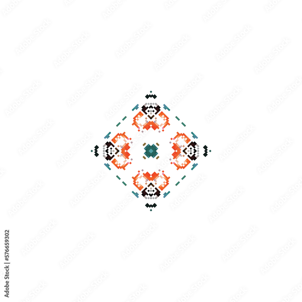 Pixel snowflake art made of small squares Pixel snowflake art made of small squares