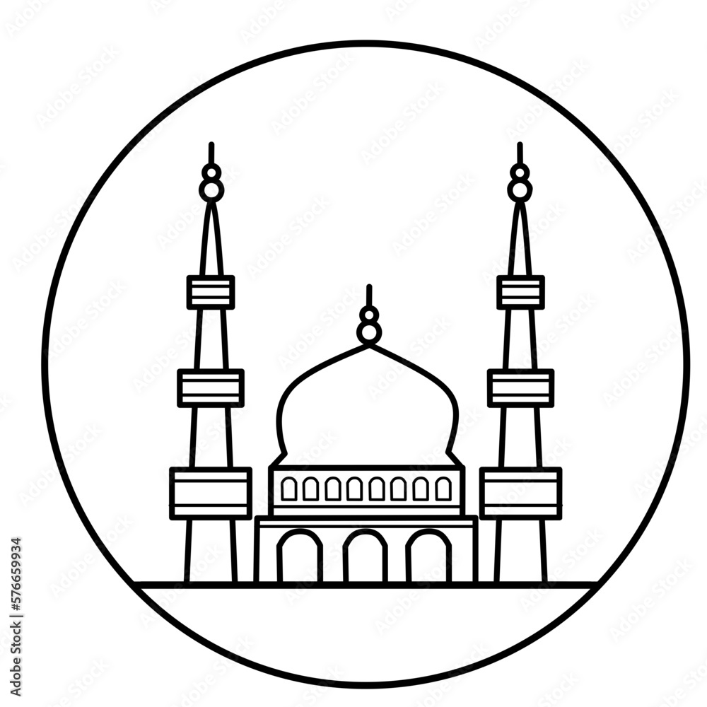 Mosque Line Art, Ramadan Kareem, Ramadan Element