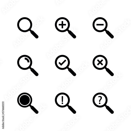 Magnify glass vector icon set