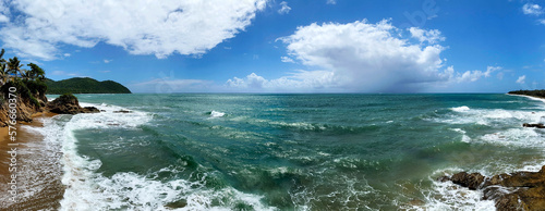 Wide angle view of beach in Manauabo PR
