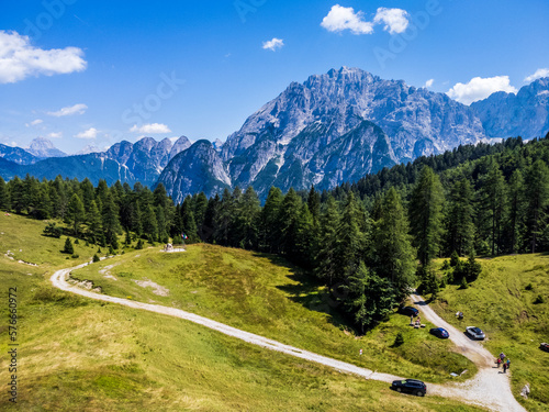 Along the mountainous roads of the Val Dogna to the slopes of the Montasio. Friuli. photo