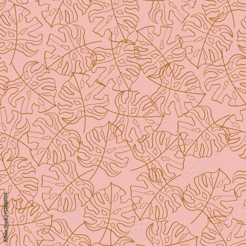 Beautifull tropical leaves branch seamless pattern design. Tropical leaves, monstera leaf seamless floral pattern background. Trendy brazilian illustration. Spring summer design for fashion, prints