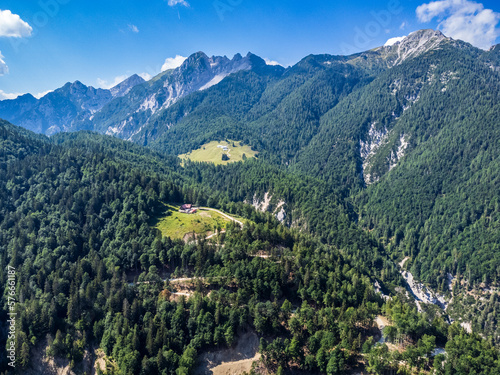 Along the mountainous roads of the Val Dogna to the slopes of the Montasio. Friuli. photo