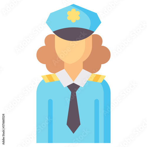 police woman avatar flat icon