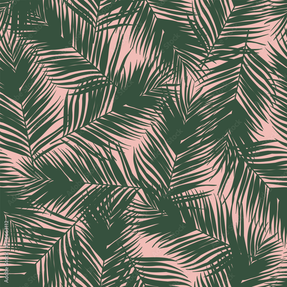 Beautifull tropical leaves branch  seamless pattern design. Tropical leaves, monstera leaf seamless floral pattern background. Trendy brazilian illustration. Spring summer design for fashion, prints
