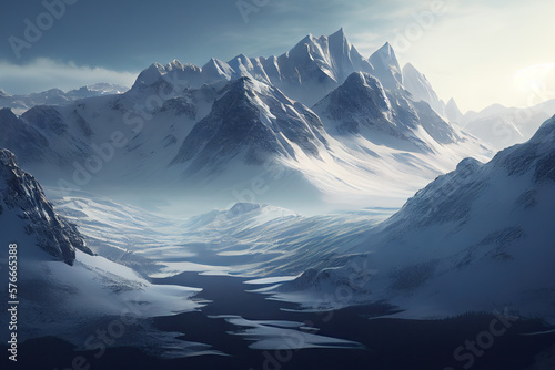 landscape with snow created with Generative AI technology