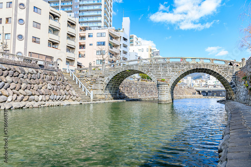 冬の眼鏡橋　長崎県長崎市　Megane-bashi bridge in winter. Nagasaki Prefecture, Nagasaki city. photo