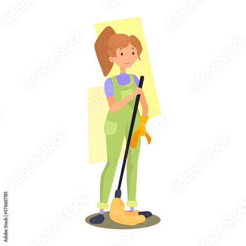 Cleaning floor flat icon. Colored vector element from cleaning lady collection. Creative Cleaning floor icon for web design, templates and infographics.