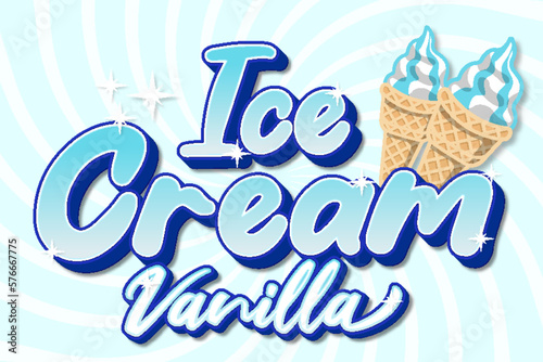 vanilla ice cream food logo typography 3d editable text effect style lettering template style background wallpaper design poster banner