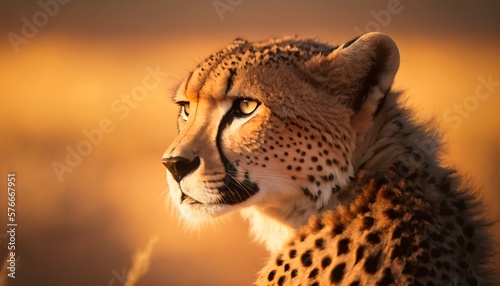 cheetah in the savannah in the golden hour, generative ai