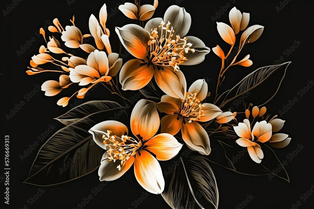Beautiful orange blossoms from the Mediterranean, bursting with that region's signature scent. Generative AI