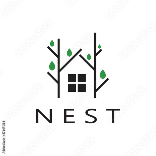 bird nest logo icon illustration design template, for bird farm, bird business, bird house, bird conservation with modern minimalist vector concept