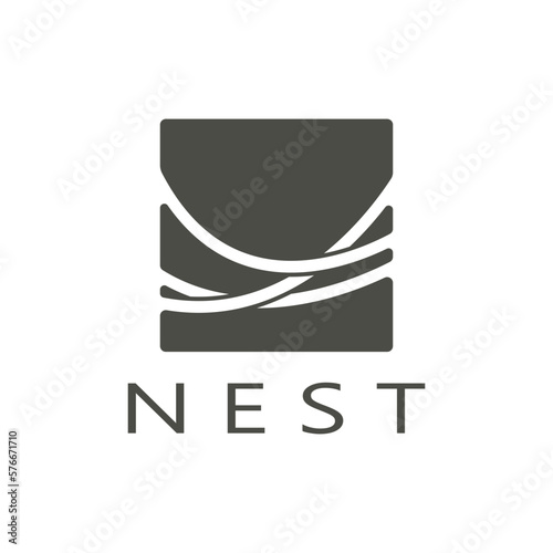 bird nest logo icon illustration design template, for bird farm, bird business, bird house, bird conservation with modern minimalist vector concept
