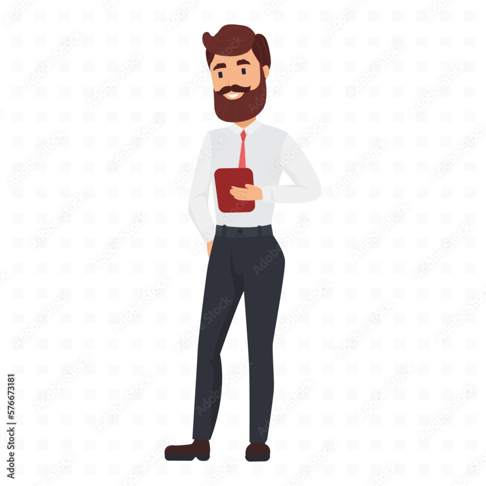 Corporate man with tablet flat icon. Colored vector element from business man and woman collection. Creative Corporate man with tablet icon for web design, templates and infographics.