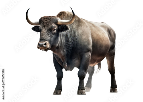 Bull isolated on white, transparent background, PNG, generative ai 