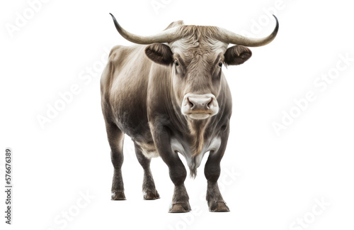 Bull isolated on white  transparent background  PNG  generative ai  