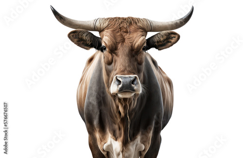 Bull isolated on white  transparent background  PNG  generative ai  