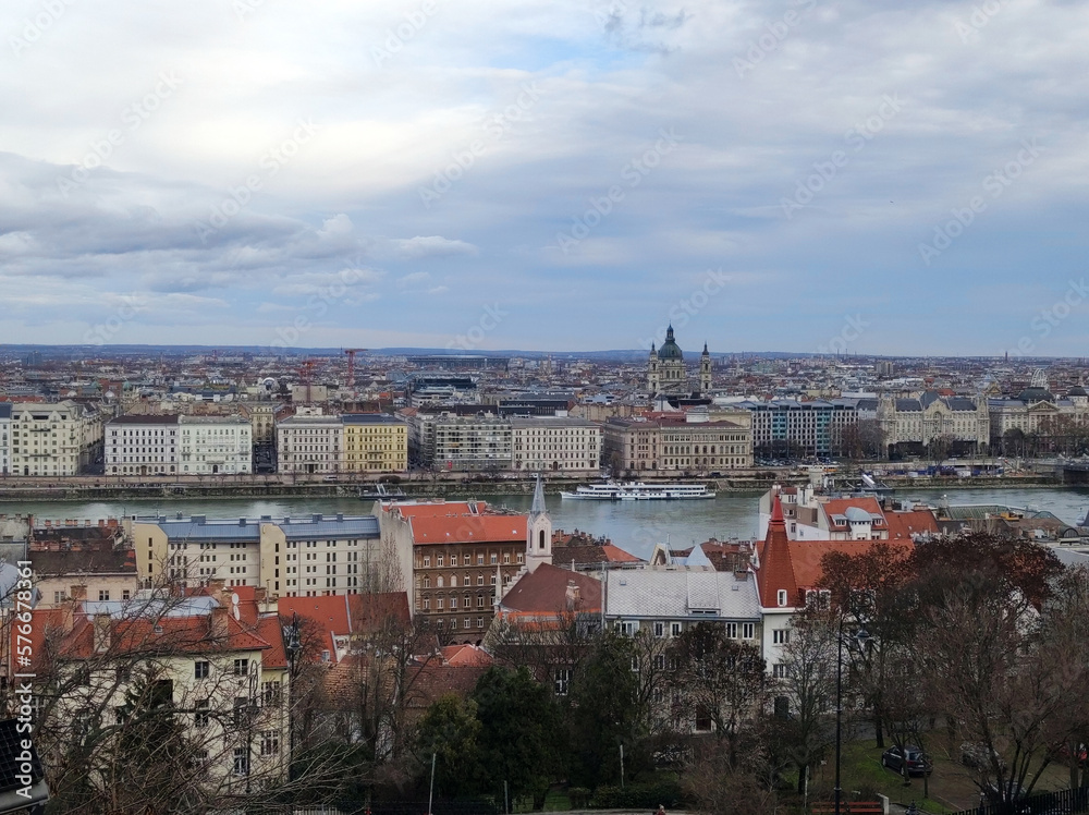 panoramic view of Budapest seen from Buda side