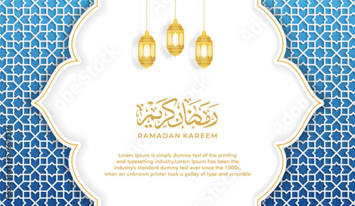 Arabic Islamic Elegant Luxury  Ornamental Background with Decorative Islamic Pattern And Calligraphy Ramadan Kareem