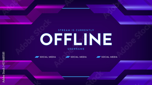 Modern offline stream twitch banner. Screensaver offline streaming background. Gaming stream overlay template. Vector illustration.