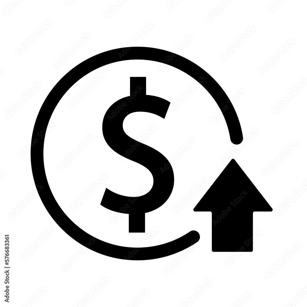 growth profit icon, dollar increase vector growth profit icon, dollar increase vector
