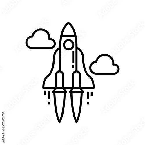 rocket launch icon, spacecraft vector