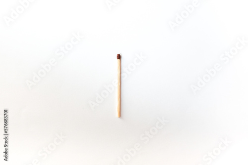 Wooden match or matchstick on white background.
