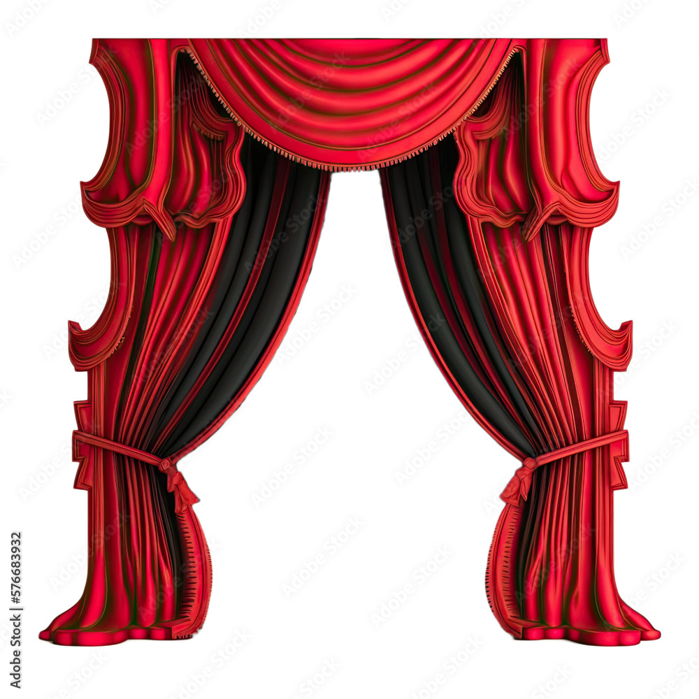 red velvet curtain with clipping path , ai generated - obrazy, fototapety, plakaty 
