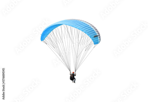 Bright colorful parachute on on transparent background, isolated. png file. Concept of extreme sport, taking adventure/ challenge.