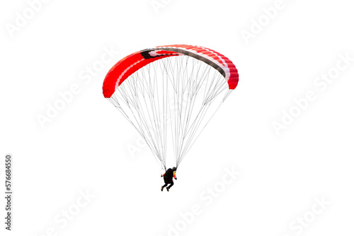 Bright colorful parachute on on transparent background, isolated. png file. Concept of extreme sport, taking adventure/ challenge.