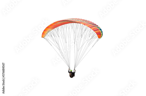 Bright colorful parachute on on transparent background, isolated. png file. Concept of extreme sport, taking adventure/ challenge.