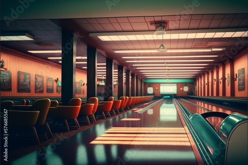 bowling hall with a bright retro atmosphere
