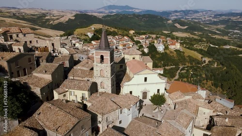 Aerial view of Cairano, a small village on hilltop in countryside, Irpinia, Avellino, Italy. photo