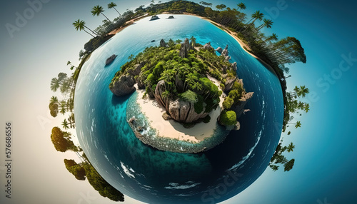 Little Planet Tropical Island - Generative AI Art