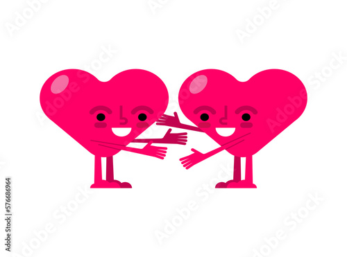 Hearts quarrels and reconciles. Two love are arguing. Concept of discord in relationships. Quarrel of lovers. couple reconcile