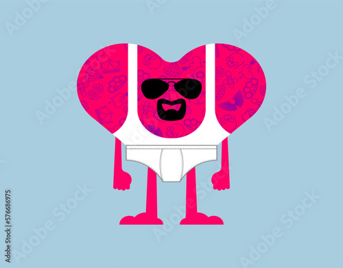 Men's love in shorts. Male heart in pants. Vector illustration