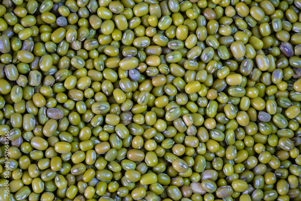 Green Asian beans. Green mung beans. Source of vitamins and protein. Bean texture.