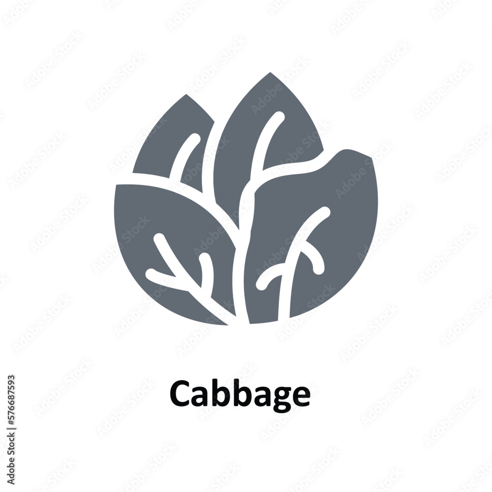 Fototapeta premium Cabbage Vector Solid Icons. Simple stock illustration stock